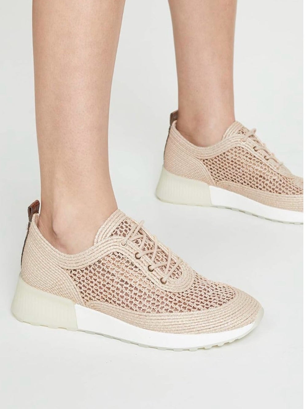 Sam Edelman Delma Natural Woven Raffia Sneakers Shoes Women’s Size 7.5 US